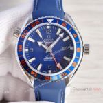 Replica Omega Planet Ocean GMT Automatic Watches Blue Rubber Strap